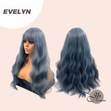JBEXTENSION 25 Inches Mix Blue Body Wave Wig With Bangs EVELYN