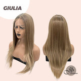 JBEXTENSION 26 Inches Straight Balayage Blonde With Dark Root Frontlace Wig GIULIA (JULIA) FREE PARTING