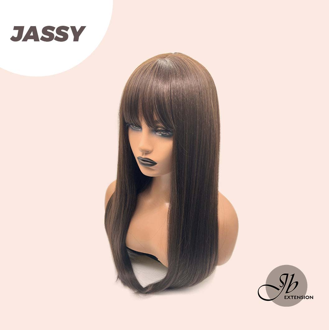 JBEXTENSION 22 Inch Nature Straight Brown Hair Synthetic Wig With Bang