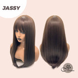 JBEXTENSION 22 Inch Nature Straight Brown Hair Synthetic Wig With Bangs JASSY