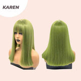 JBEXTENSION 16 Inches Green Straight Women Fashion Wig KAREN