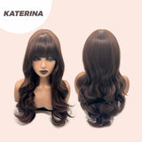 JBEXTENSION 24 Inches Curly Brown Women Fashion Wig With Bangs KATERINA