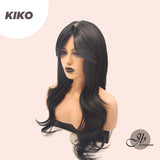 JBEXTENSION 26 Inches Long Curly Black Wig With Bangs KIKO