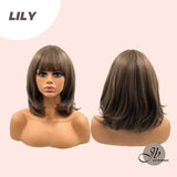 JBEXTENSION 12 Inches Short Bob Brown Hair Wig With Bangs LILY