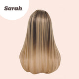 JBEXTENSION 22 Inches Nature Straight Ombre Blonde With Dark Root Wig With Bangs SARAH