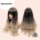 JBEXTENSION 26 Inches Body Wave Shatush Blonde Wig With Bangs SAMANTHA