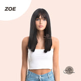 JBEXTENSION 16 Inches Straight Black Women Wig With Blunt Bangs ZOE