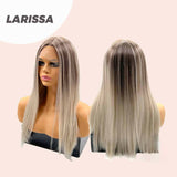 JBEXTENSION 24 Inches Straight Cold Blonde With Mix Dark Highlight Frontlace Wig LARISSA