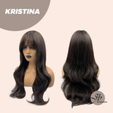 JBEXTENSION 26 Inches Soft Black Curly Wig With Full Bangs KRISTINA