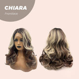 JBEXTENSION 18 Inches Dark Brown With Highlight Curly Side Part Frontlace Wig CHIARA