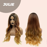 JBEXTENSION 24 Inches Balayage Peach Color Body Wave With Dark Root Wig JULIE