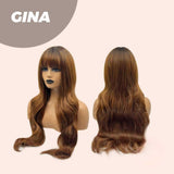 JBEXTENSION 26 Inches Dark Copper Curly Wig With Bangs GINA