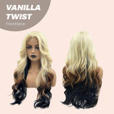 HOT OF SEASON-25 Inches Body Wave Light Blonde On The Top Mix Color Pre-Cut Frontlace Wig VANILLA TWIST