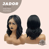 JBEXTENSION 10 Inches Jet Black Curly Lace Front Wig.Pre Plucked 6*14 HD Transparent Lace Frontal Handmade Futura Fiber Swiss Lace Synthetic Fiber Wig JADOR BLACK