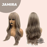 JBEXTENSION 24 Inches Grey Body Wave Wig With Bangs JAMIRA