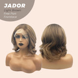 JBEXTENSION 10 Inches Light Brown Curly Lace Front Wig.Pre Plucked 6*14 HD Transparent Lace Frontal Handmade Futura Fiber Swiss Lace Synthetic Fiber Wig JADOR LIGHT BROWN