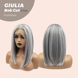 JBEXTENSION 14 Inches Bob Cut Mix Silver Frontlace Wig GIULIA BOB SILVER (FREE PARTING)
