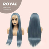 JBEXTENSION 30 Inches Haze Blue Straight Lace Front Wig.Pre Plucked 6*14 HD Transparent Lace Frontal Wig ROYAL