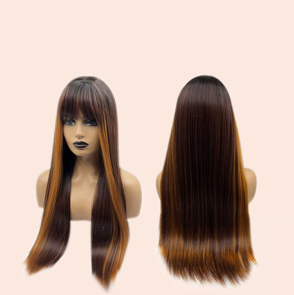 JBEXTENSION 26 INCHES RED BROWN WITH COPPER HIGHLIGHT STRAIGHT WIG WIT