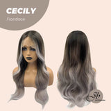 JBEXTENSION 26 Inches Mix Purple With Dark Root Curly Frontlace Wig CECILY