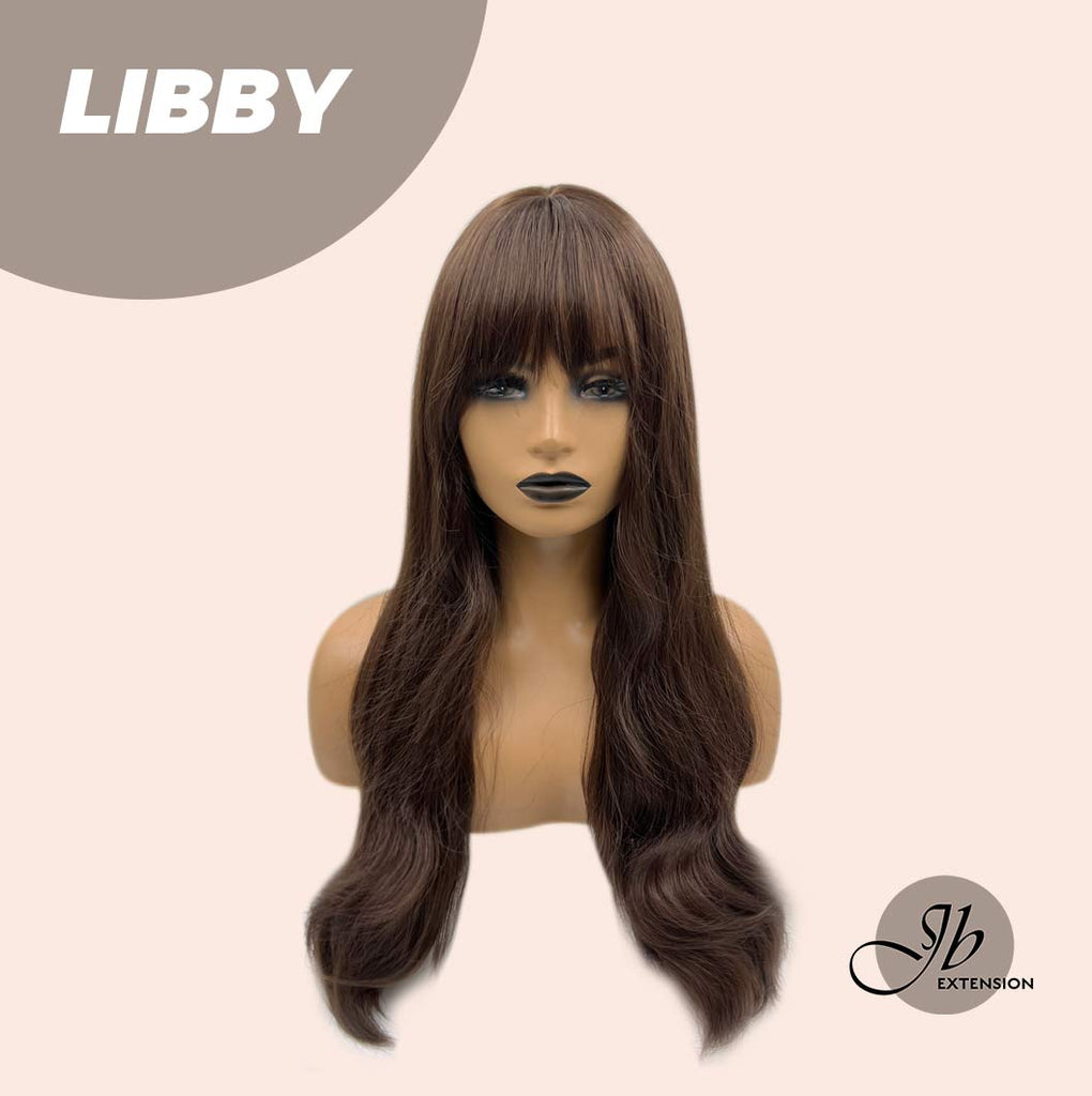 JBEXTENSION 24 Inches Light Brown Curly Wig With Full Bangs LIBBY JB