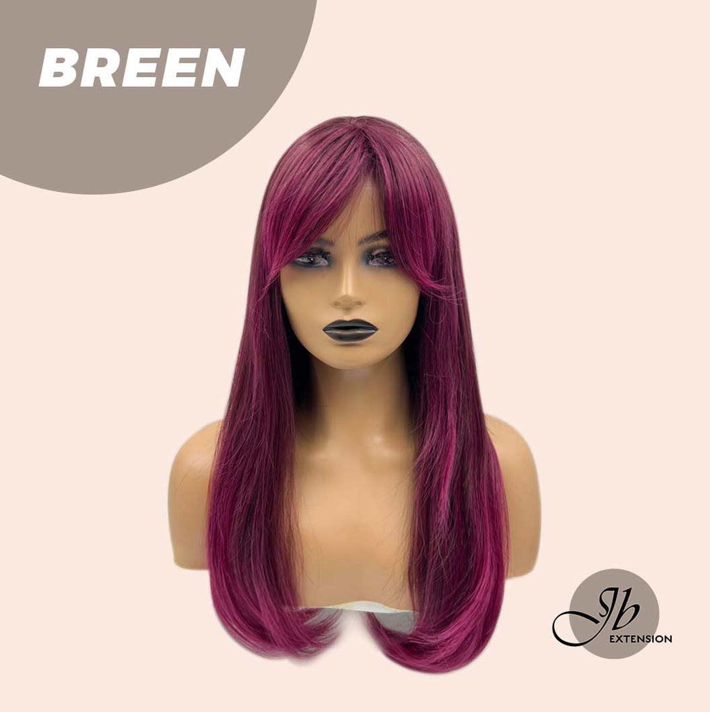 JBEXTENSION 22 INCHES NATURE STRAIGHT FUSHIA COLOR WIG WITH BANGS BREE