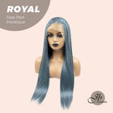 JBEXTENSION 30 Inches Haze Blue Straight Lace Front Wig.Pre Plucked 6*14 HD Transparent Lace Frontal Wig ROYAL