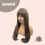 JBEXTENSION 26 Inches Curly Brown Wig With Bangs JANICE