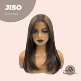 JBEXTENSION 20 Inches Nature Brown Pre-Cut Frontlace Wig With Bangs JISO