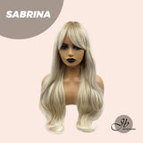 JBEXTENSION 26 Inches Dark Root Light Blonde Curly Women Wig With Bangs SABRINA