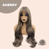 JBEXTENSION 28 Inches Brown Curly Wig With Bangs SHERRY
