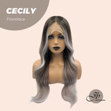 JBEXTENSION 26 Inches Mix Purple With Dark Root Curly Frontlace Wig CECILY