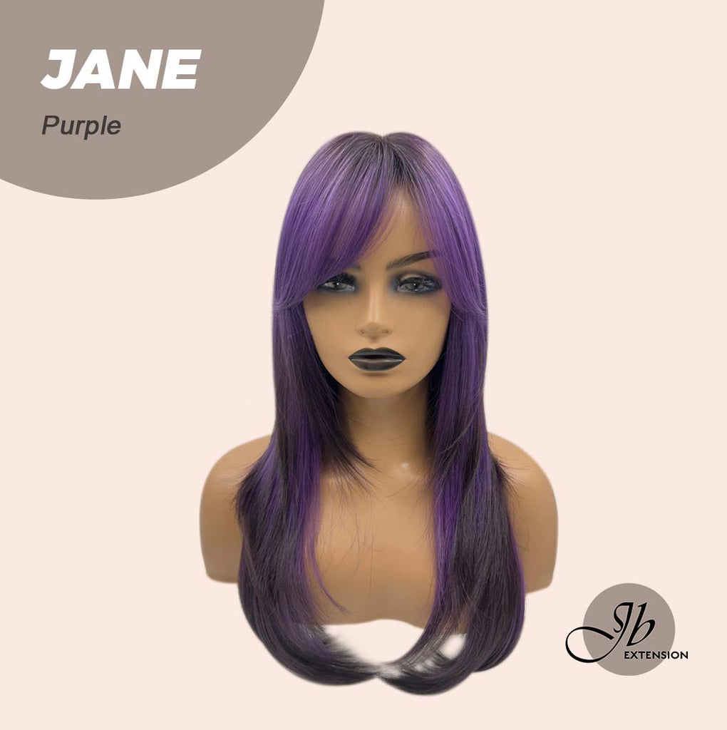 JBEXTENSION 24 Inches Purple With Dark Root Wolf Cut Wig with Bangs JA