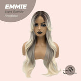 JBEXTENSION 26 Inches Curly Balayage Light Blonde With Dark Root Wig Pre-Cut Frontlace Wig EMMIE LIGHT BLONDE