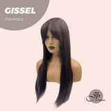 JBEXTENSION 24 Inches Soft Black Straight Pre-Cut Frontlace Wig GISSEL