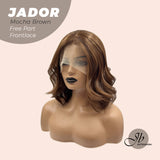 JBEXTENSION 10 Inches Mocha Brown Curly Lace Front Wig.Pre Plucked 6*14 HD Transparent Lace Frontal Handmade Futura Fiber Swiss Lace Synthetic Fiber Wig JADOR MOCHA BROWN