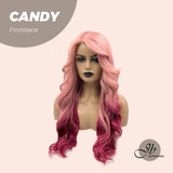 HOT OF SEASON - 25 Inches Body Wave Mix Pink Fushia Color Fashion Side Part Pre-Cut Frontlace Wig CANDY