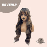 [PRE-ORDER]&nbsp;JBEXTENSION 28 Inches Long Curly Black With Blonde Color Wig With Bangs BEVERLY