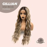JBEXTENSION 30 Inches Long Body Wave Mix Silver Blonde Frontlace Wig GILLIAN SILVER BLONDE