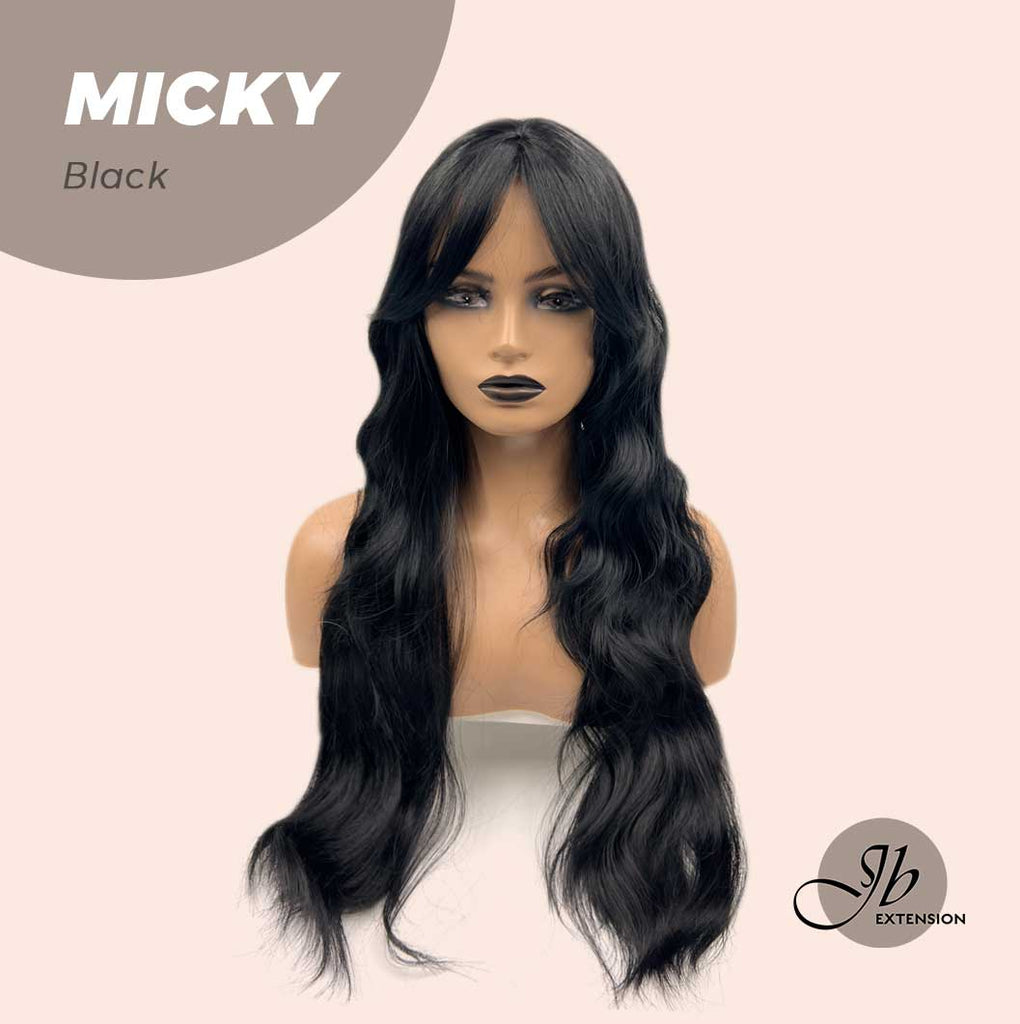 JBEXTENSION 26 Inches Jet Black Body Wave Wig With Bangs MICKY BLACK