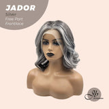 JBEXTENSION 10 Inches Silver Curly Lace Front Wig.Pre Plucked 6*14 HD Transparent Lace Frontal Handmade Futura Fiber Swiss Lace Synthetic Fiber Wig JADOR SILVER
