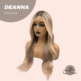 JBEXTENSION 28 Inches Highlight Peach Curly With Dark Root Frontlace Wig DEANNA