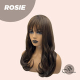 JBEXTENSION 20 Inches Curly Brown Wig With Bangs ROSIE