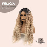 JBEXTENSION 28 Inches Extra Curly Shatush Blonde Long Pre-Cut Frontlace Wig FELICIA SHATUSH BLONDE