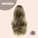 JBEXTENSION 26 Inches Mix Blonde With Dark Root Body Wave With Bangs MANDA