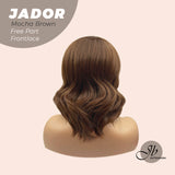 JBEXTENSION 10 Inches Mocha Brown Curly Lace Front Wig.Pre Plucked 6*14 HD Transparent Lace Frontal Handmade Futura Fiber Swiss Lace Synthetic Fiber Wig JADOR MOCHA BROWN