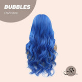 JBEXTENSION 24 Inches Mix Blue Body Wave Pre-Cut Frontlace Wig BUBBLES