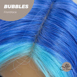 JBEXTENSION 24 Inches Mix Blue Body Wave Pre-Cut Frontlace Wig BUBBLES