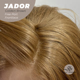 JBEXTENSION 10 Inches Golden Brown Curly Lace Front Wig.Pre Plucked 6*14 HD Transparent Lace Frontal Handmade Futura Fiber Swiss Lace Synthetic Fiber Wig JADOR GOLDEN BROWN