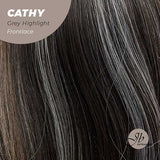 JBEXTENSION 12 Inches Bob Cut Nature Black With Grey Highlight Side Part Frontlace Wig CATHY GREY HIGHLIGHT
